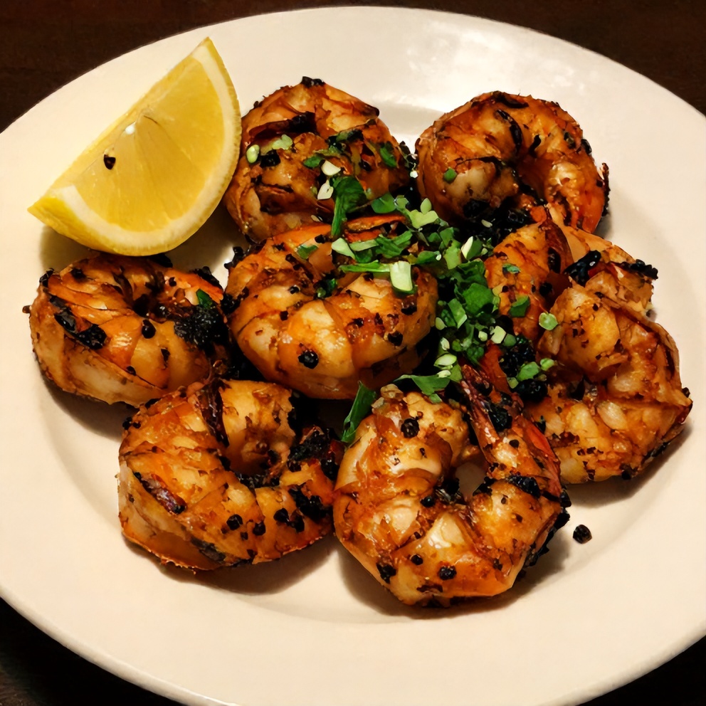 Plated Easy Blackened Shrimp with lemon
