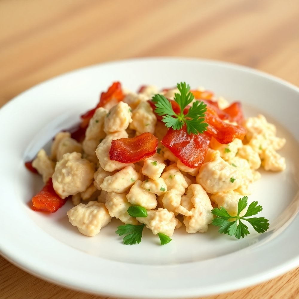 Plated Chicken Salad with Crispy Bacon