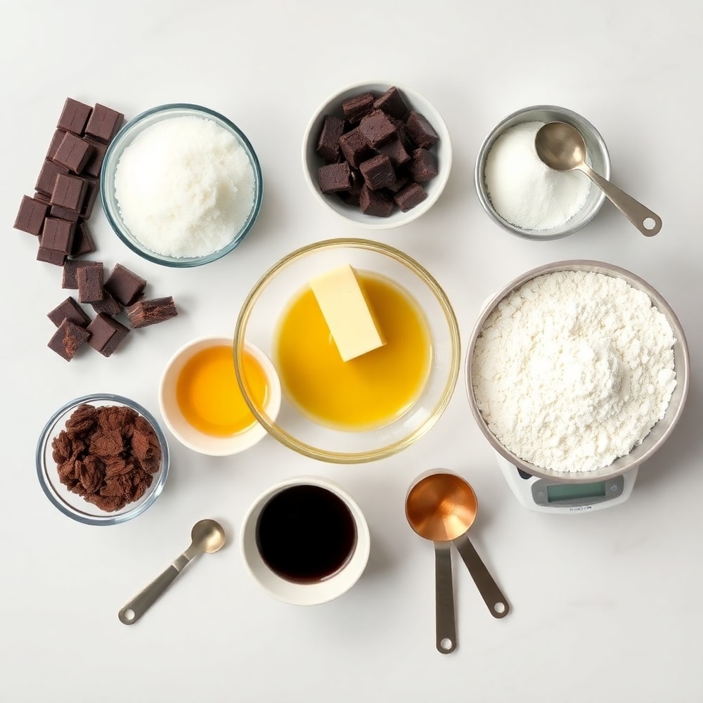 Raw ingredients for Chocolate Mousse Brownies