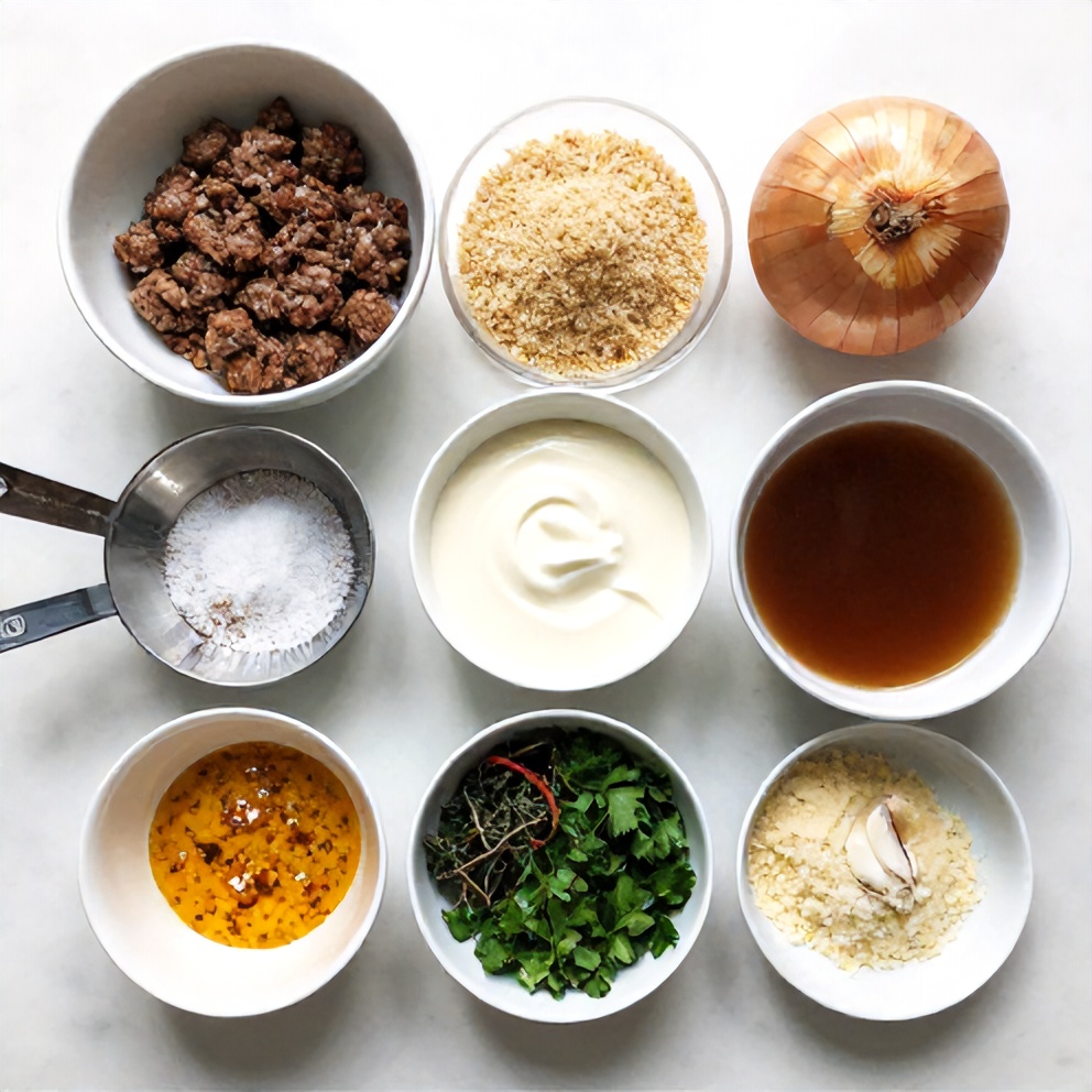 Raw Ingredients for Creamy Dijon Meatballs