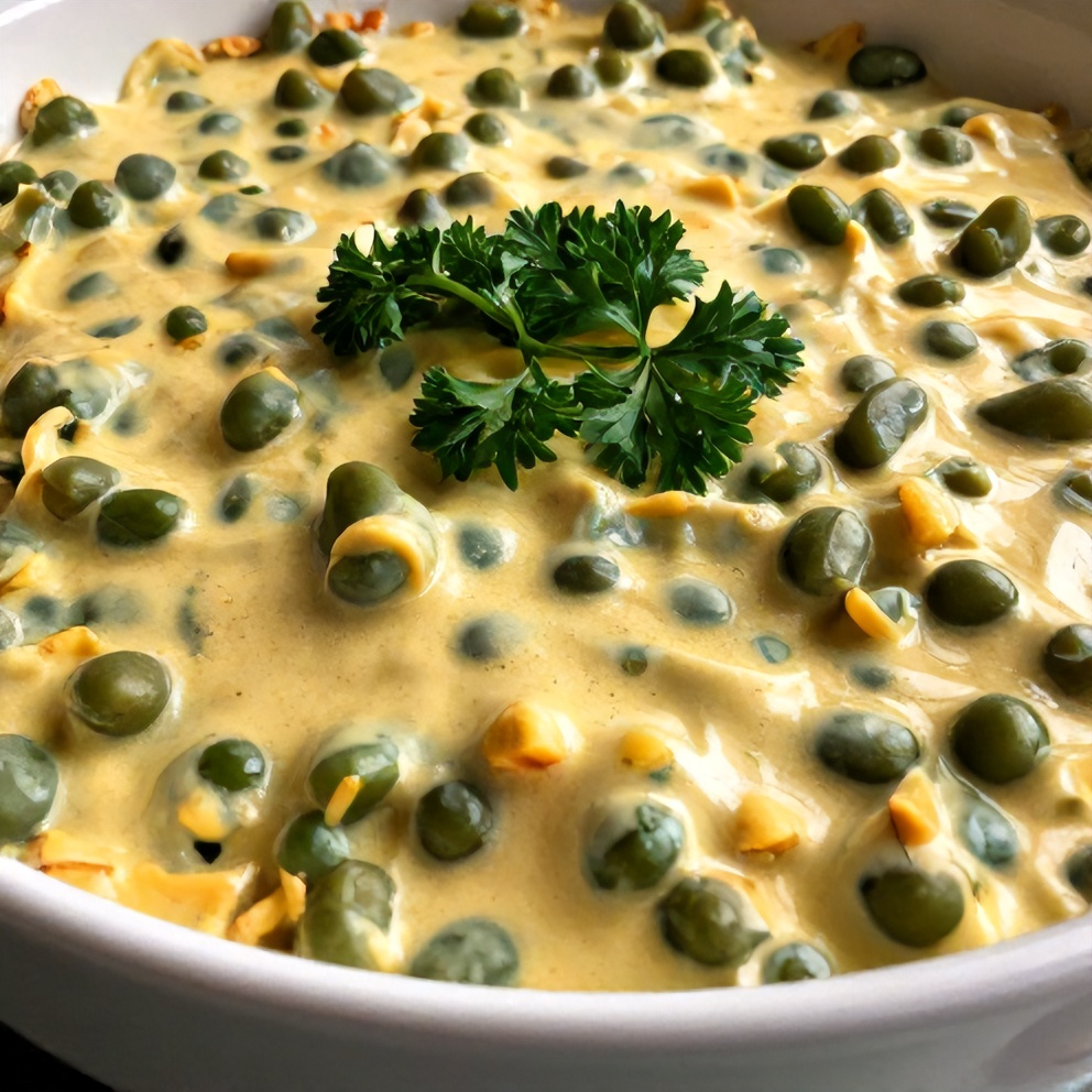 Plated serving of Creamy Green Bean Casserole