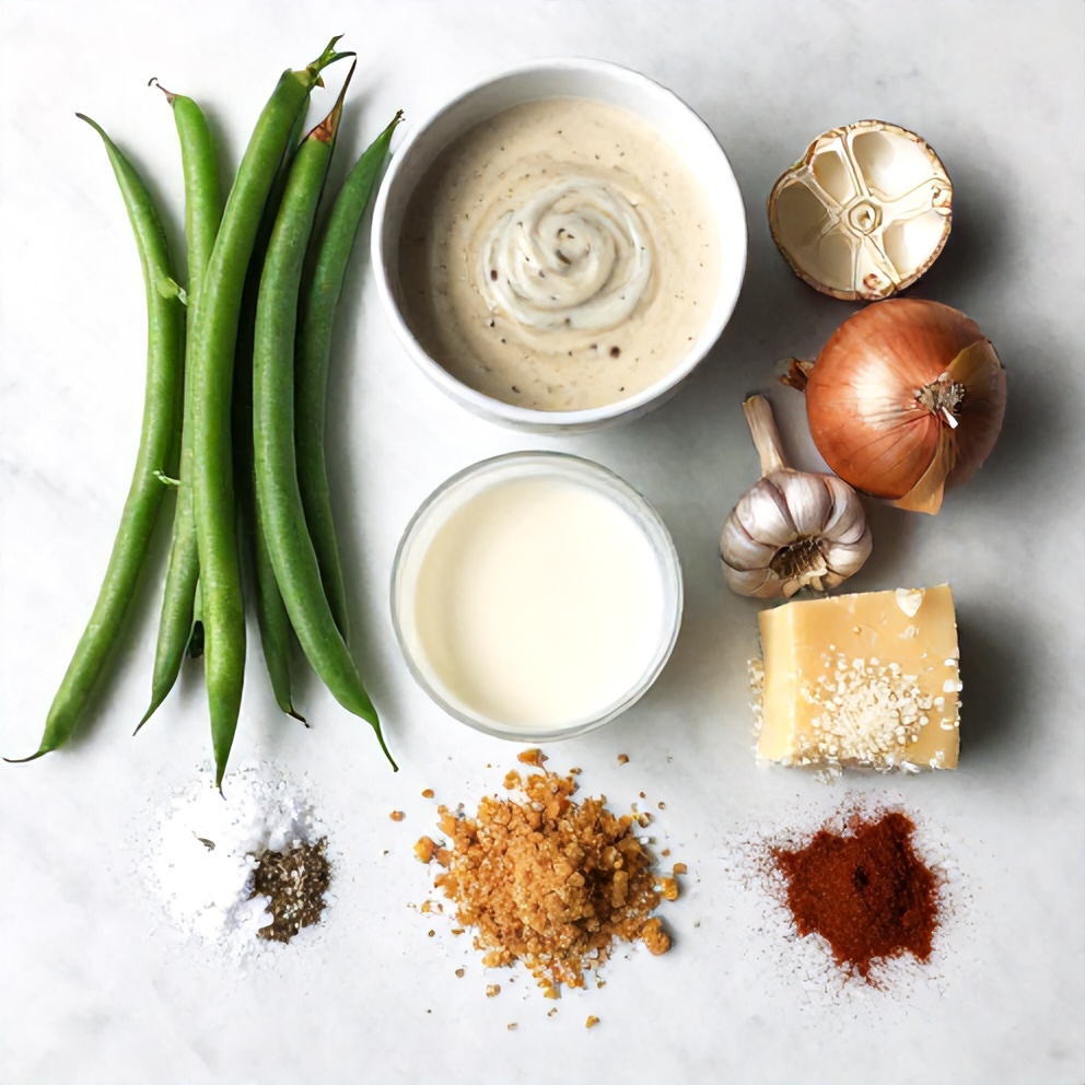 Raw ingredients for Easy Creamy Green Bean Casserole