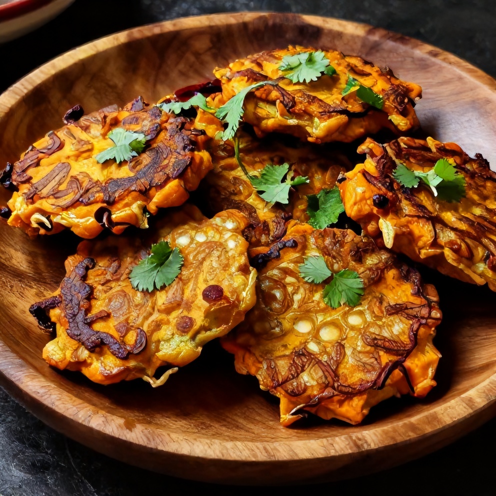 Plated Chipotle Squash Fritters with cilantro garnish