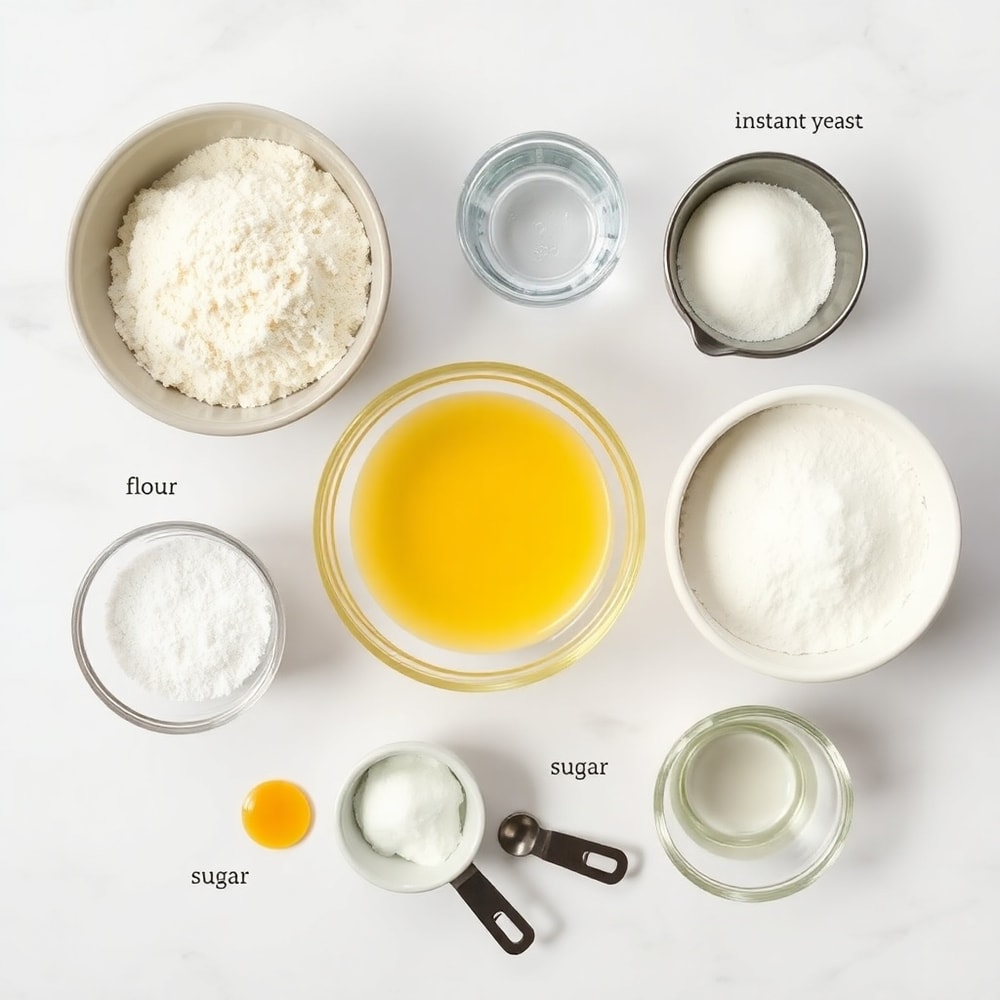 Crockpot bread ingredients including flour, yeast, and water