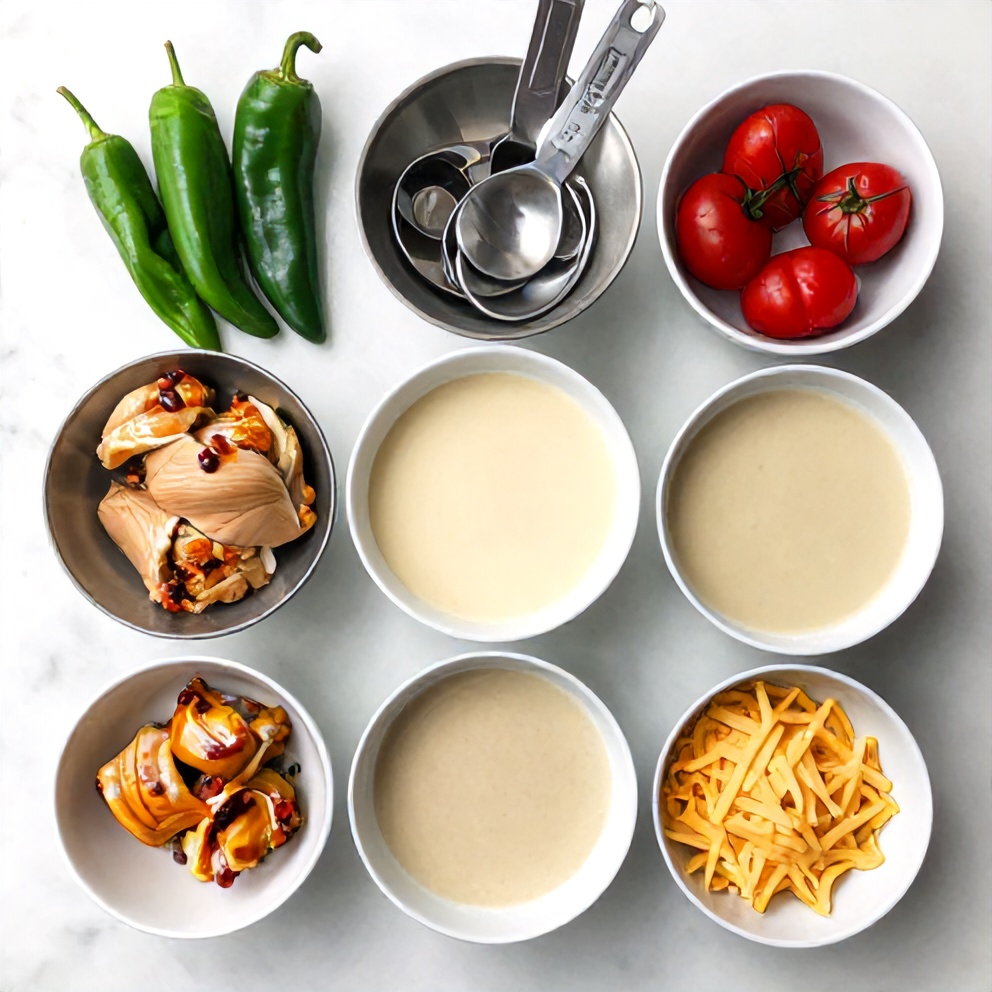 Raw ingredients for Crockpot Chicken Enchilada Casserole