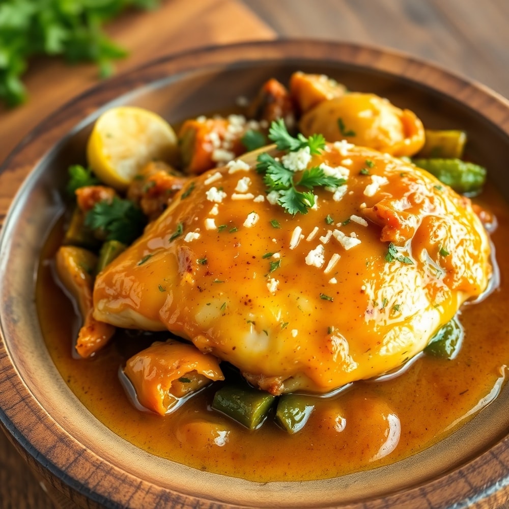 Crockpot Garlic Herb Chicken & Veggies Final Dish
