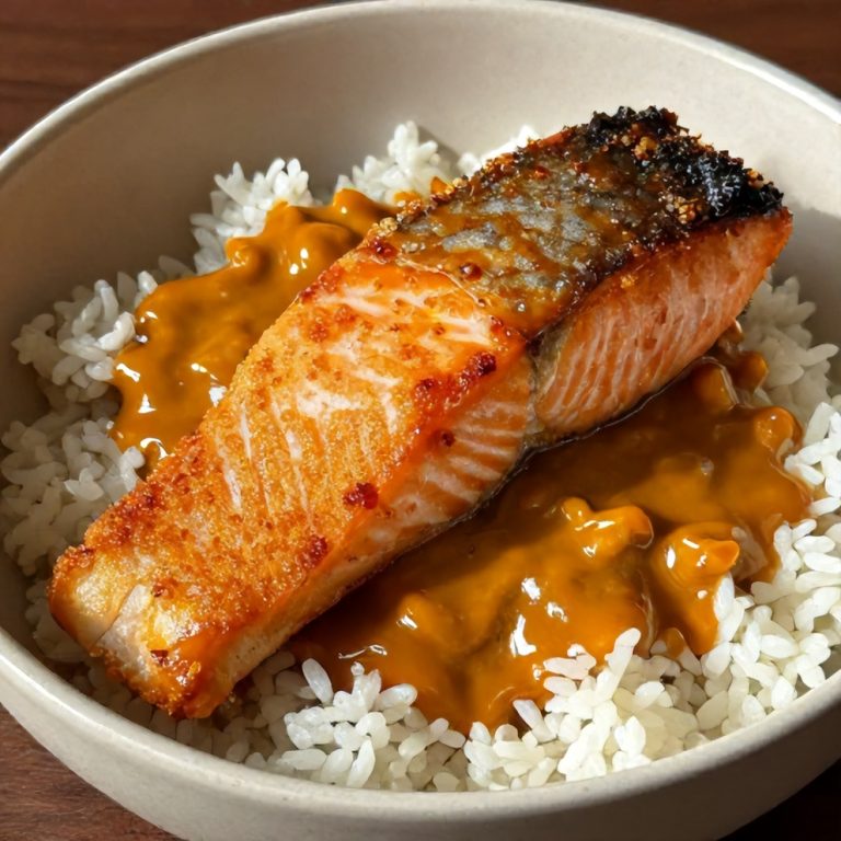 easy gochujang butter salmon rice bowl