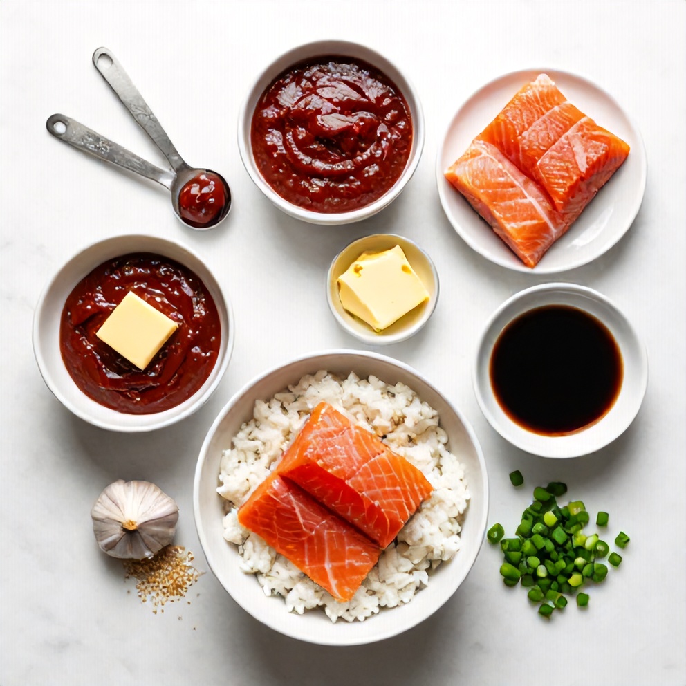 Korean Gochujang Butter Salmon Bowl Ingredients