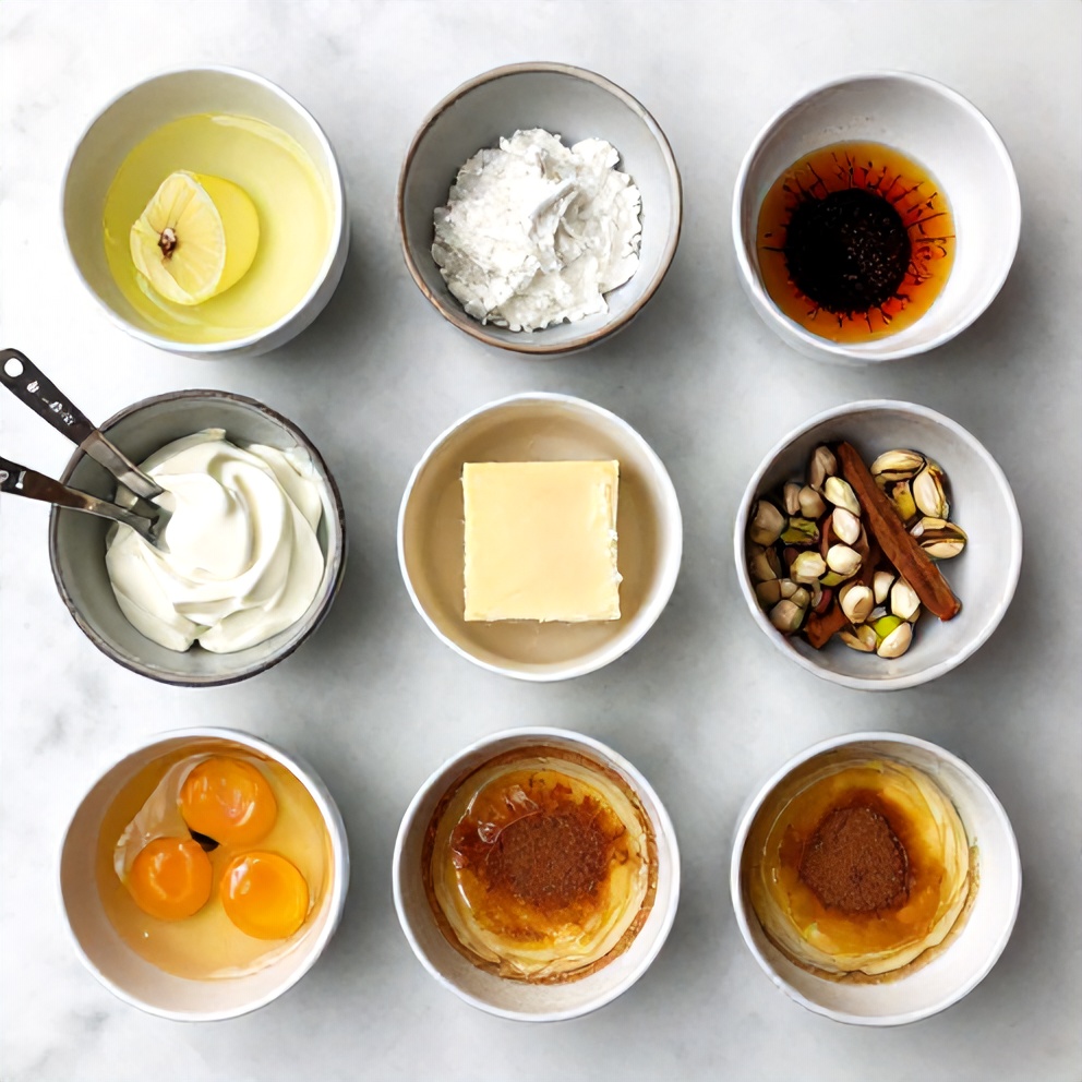 Raw ingredients for Greek Custard Phyllo Cups