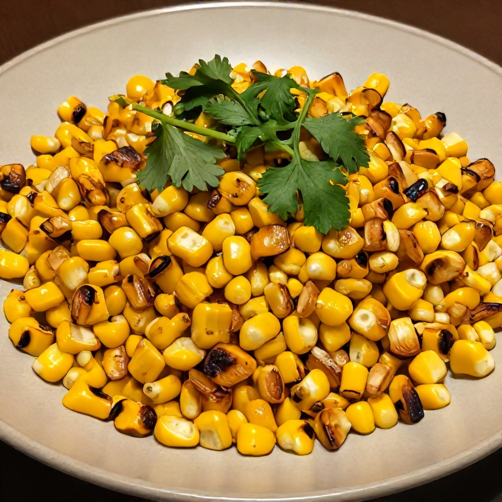 Plated serving of grilled corn salad