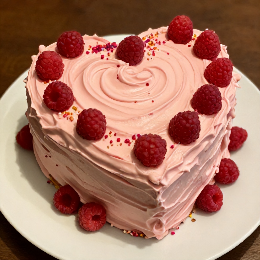 Easy Heart Shaped Raspberry Cake with Pink Buttercream Frosting