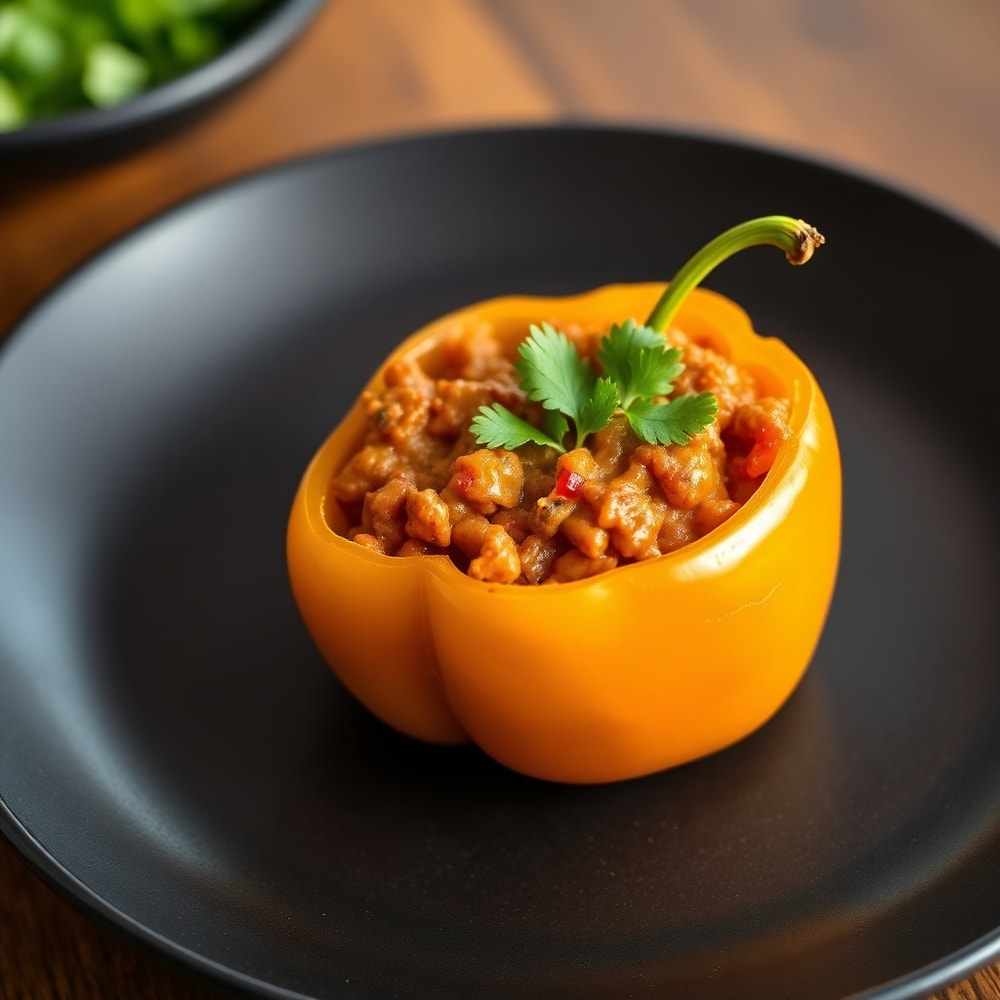 Finished Easy High-Protein Stuffed Bell Peppers on a plate