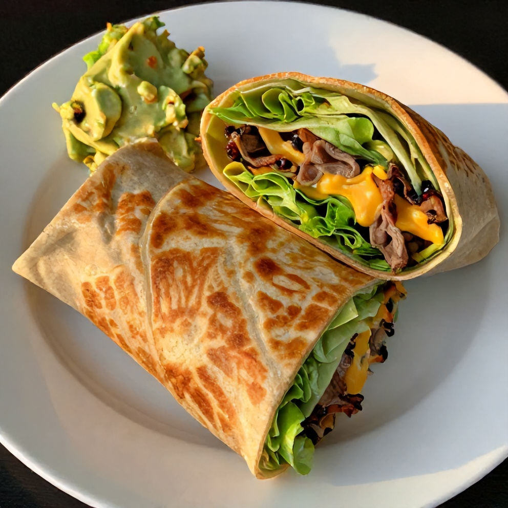 Plated Keto Crunchwraps with a side of guacamole