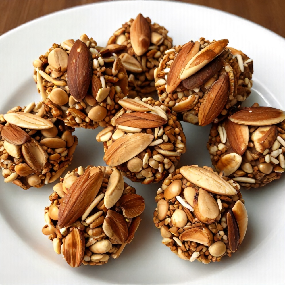 Plated No-Bake Moroccan Almond Sesame Truffles on a white plate