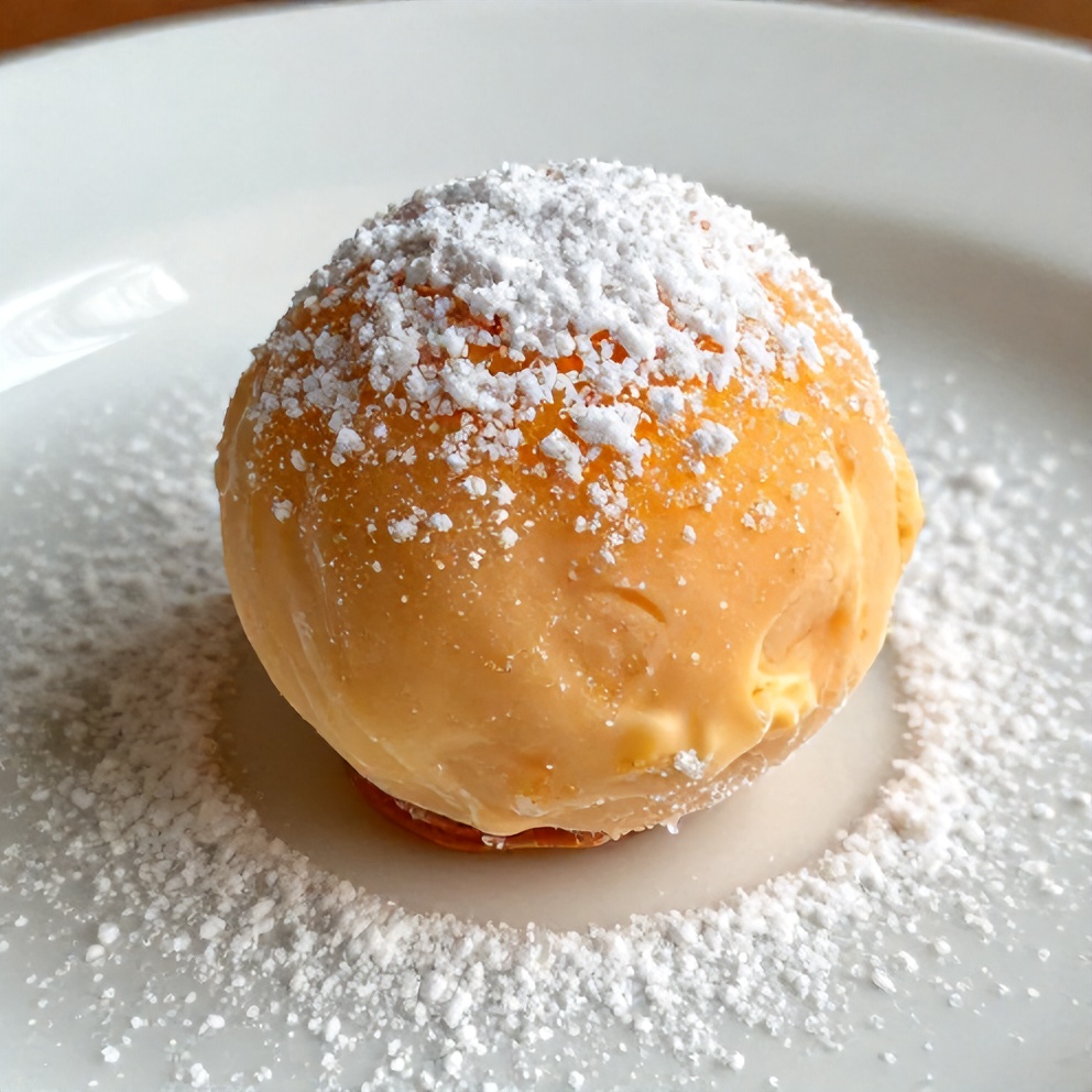 No Bake Orange Creamsicle Truffles dusted with powdered sugar
