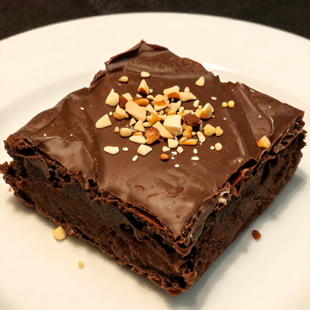 Plated serving of No-Bake Raw Chocolate Brownies on a white plate
