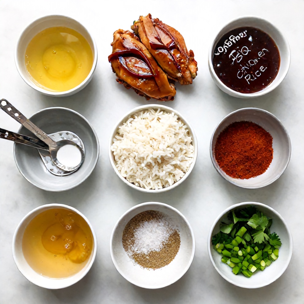 Raw Ingredients for One-Pan Honey BBQ Chicken and Rice