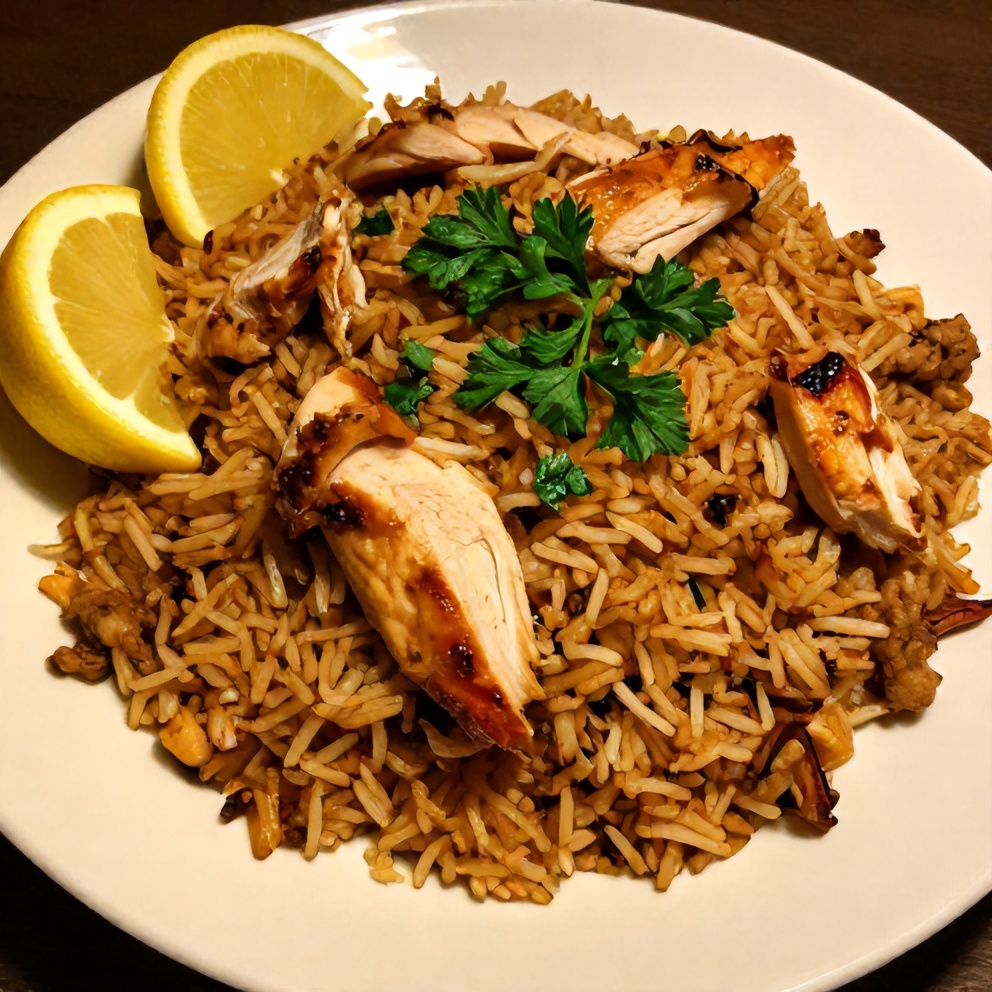 Plated One-Pot Chicken Shawarma Rice