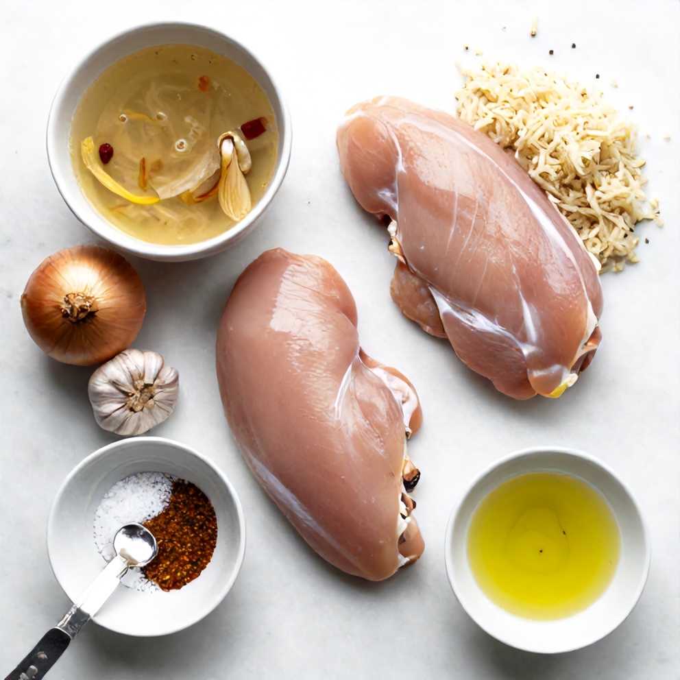 Raw ingredients for One-Pot Chicken Shawarma Rice