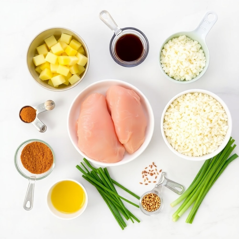 Raw Ingredients for Pineapple Chicken and Rice