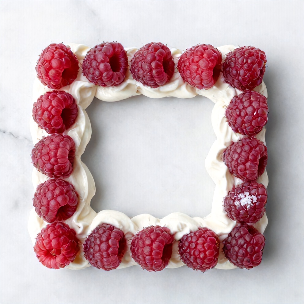 Raspberries, cream, sugar, and gelatin for Raspberry Mousse