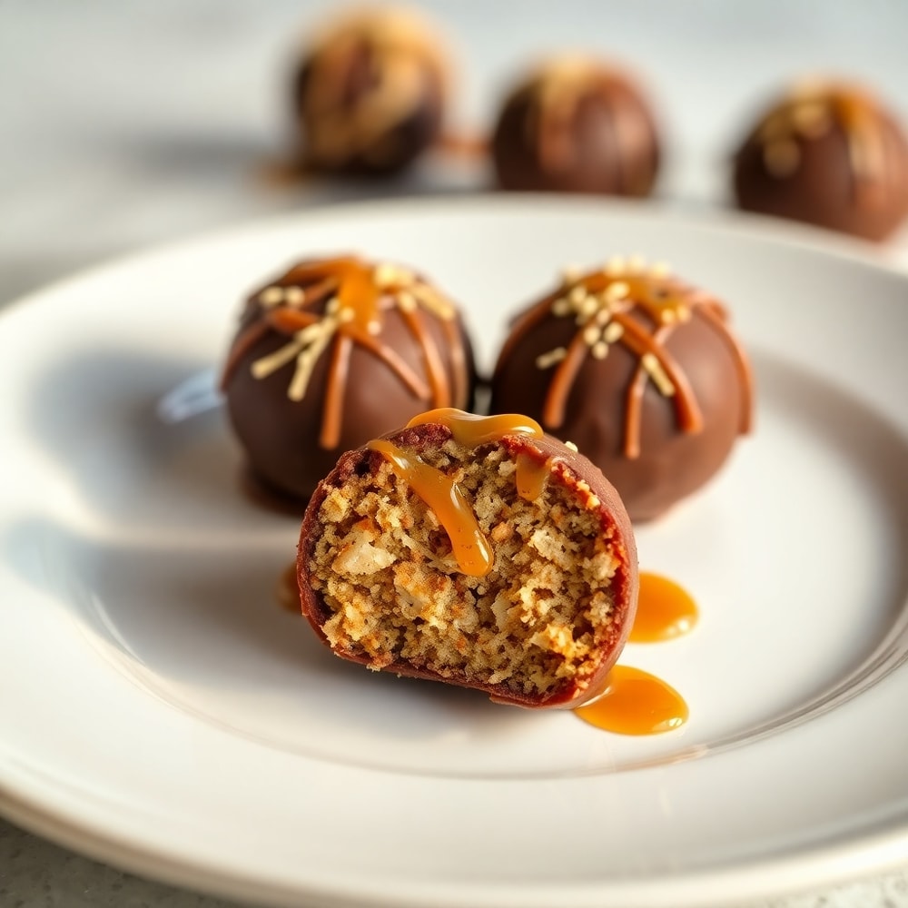 Plated Samoa Truffles on a white plate