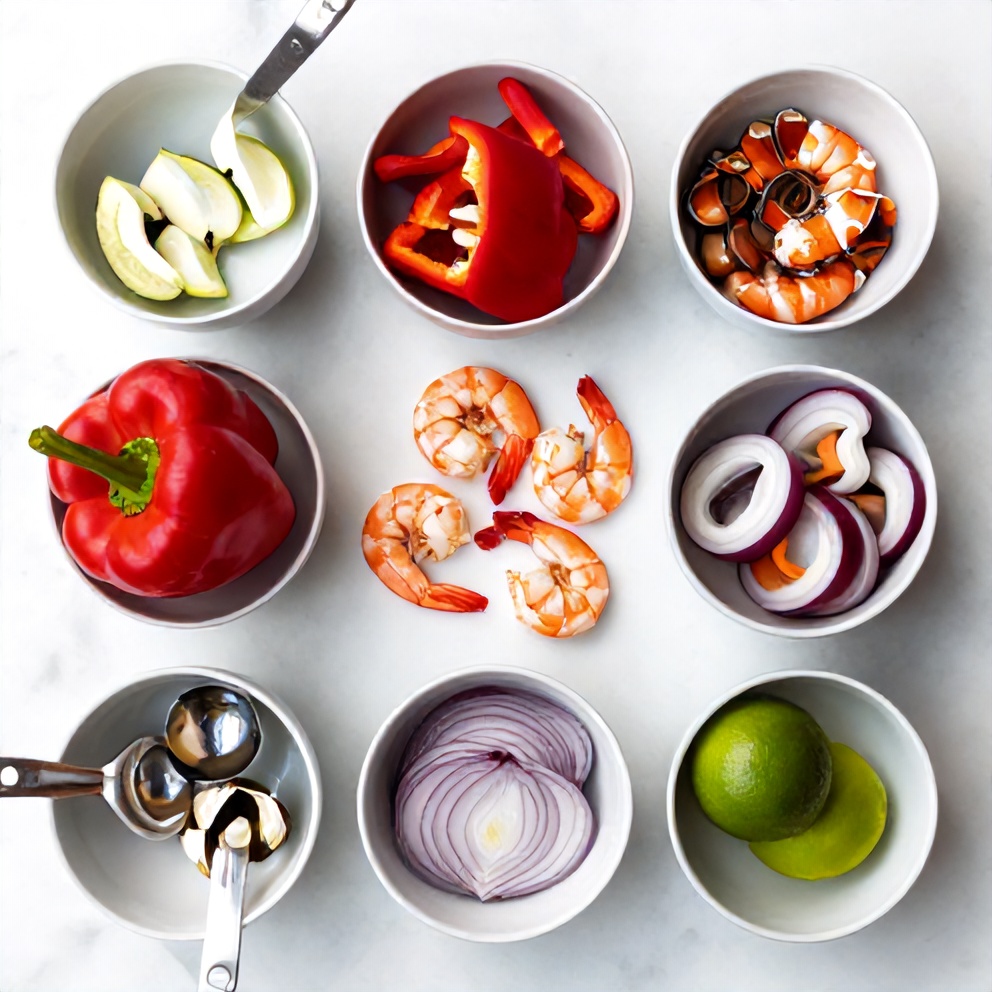 Raw Ingredients for Easy Shrimp Fajitas