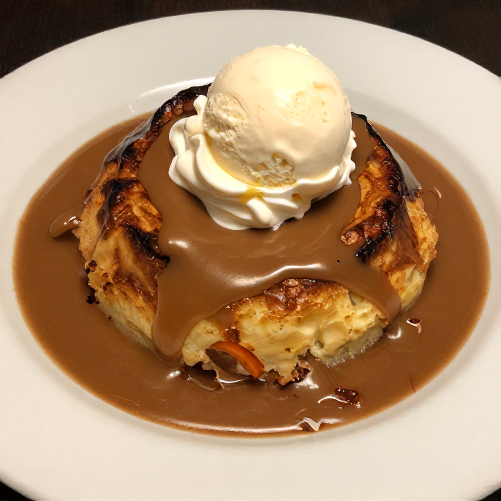 Sticky Toffee Pudding with Rich Toffee Sauce on a Dessert Plate
