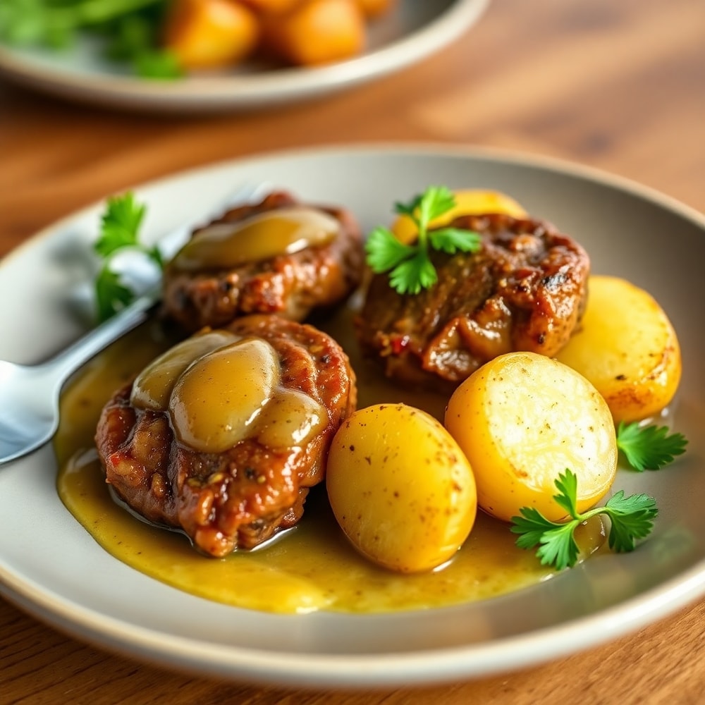 Plated Garlic Butter Steak Bites