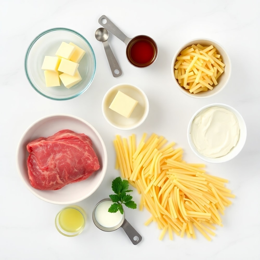 Raw Ingredients for Garlic Butter Steak Bites with Pasta