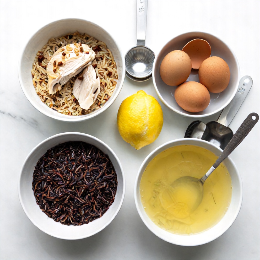 Ingredients for Greek Avgolemono Soup with Chicken and Wild Rice