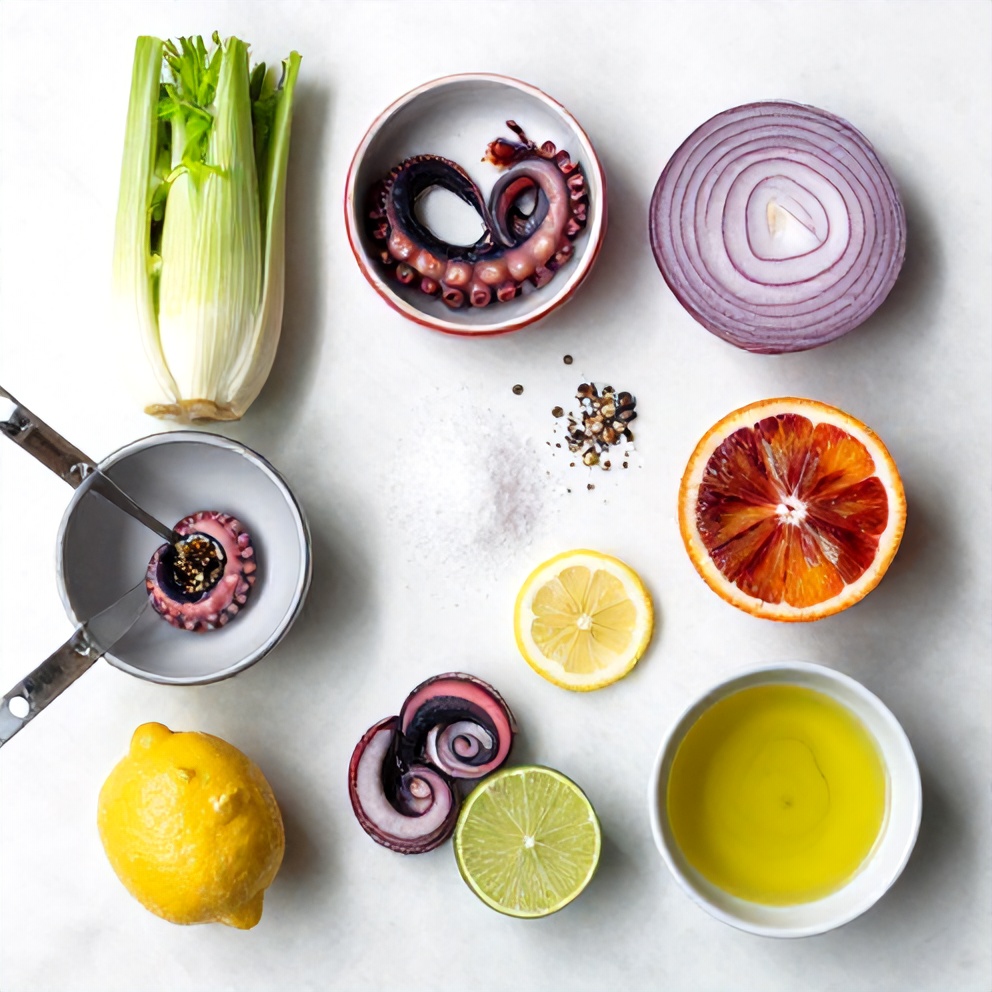 Raw Ingredients for Grilled Octopus Salad