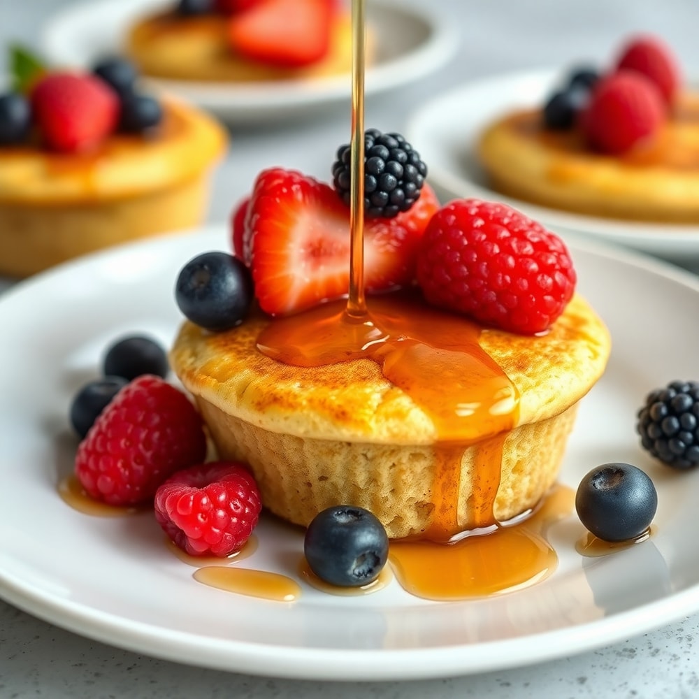 High protein pancake muffins on a plate