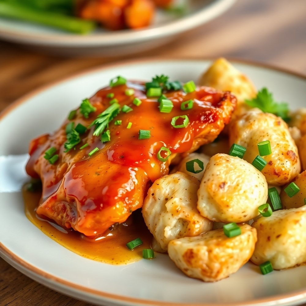 Honey BBQ Chicken with Creamy Garlic Potatoes