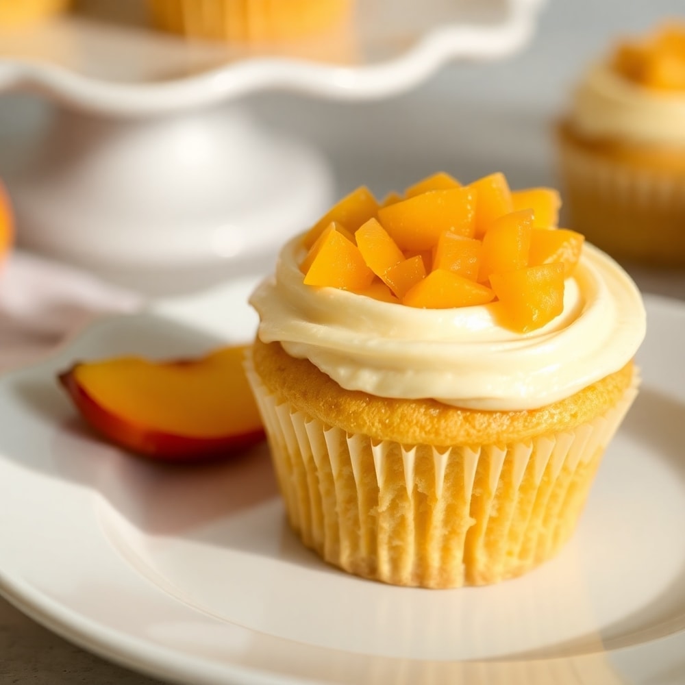 Honey Peach Cream Cheese Cupcakes with Frosting