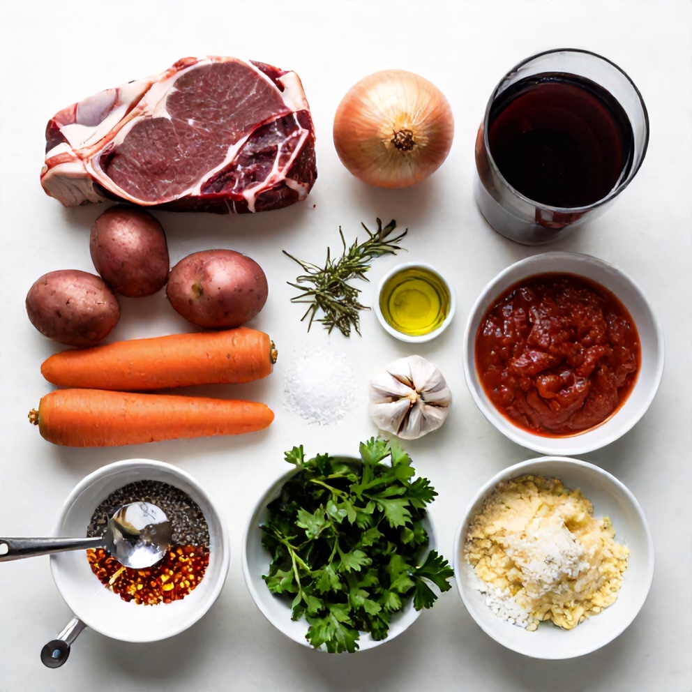 Raw Ingredients for Italian Pot Roast with Gorgonzola Polenta