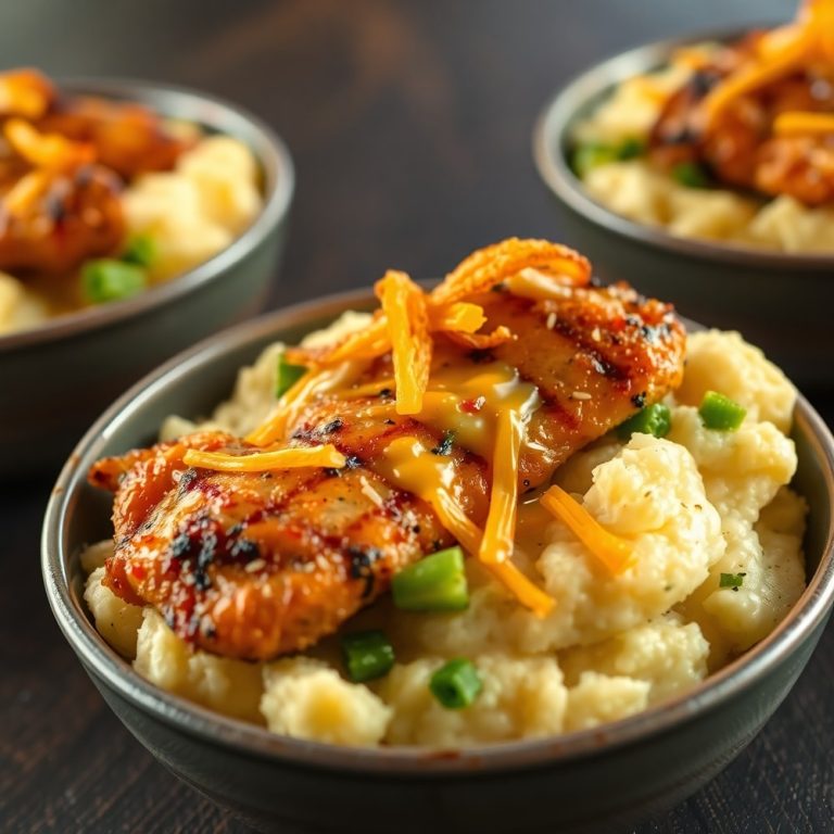 juicy grilled chicken mashed potato bowls