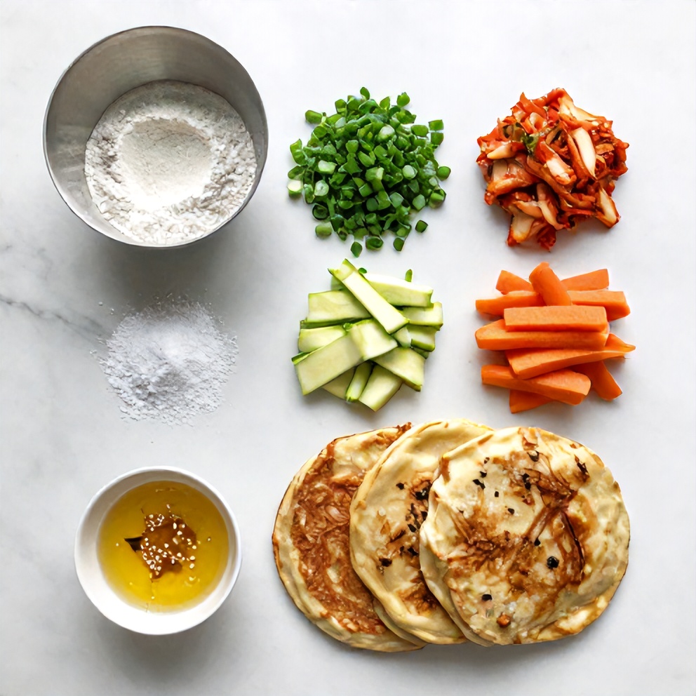 Raw ingredients for Korean pancakes