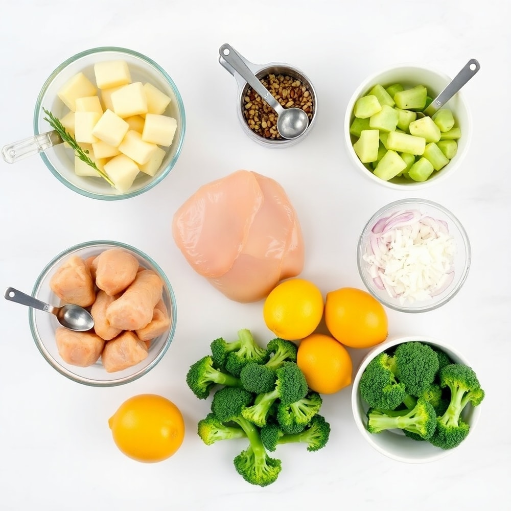 Raw ingredients for Lemon Herb Chicken and Vegetables