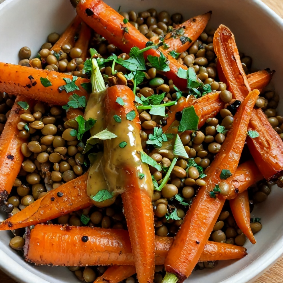 Moroccan Roasted Carrot Lentil Salad
