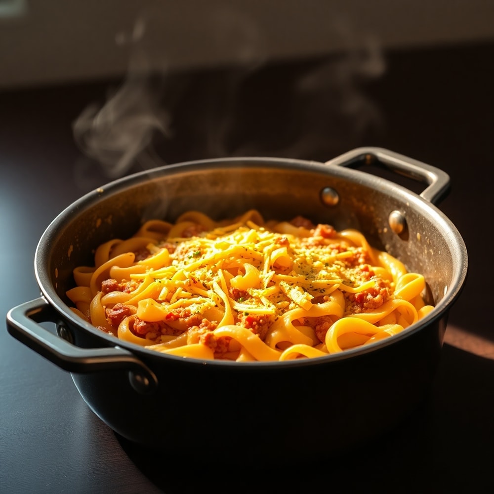 One Pot Cheesy Taco Pasta