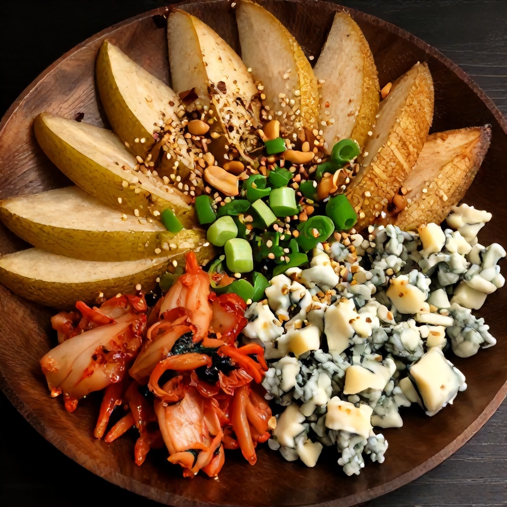 Pear Kimchi and Blue Cheese Salad