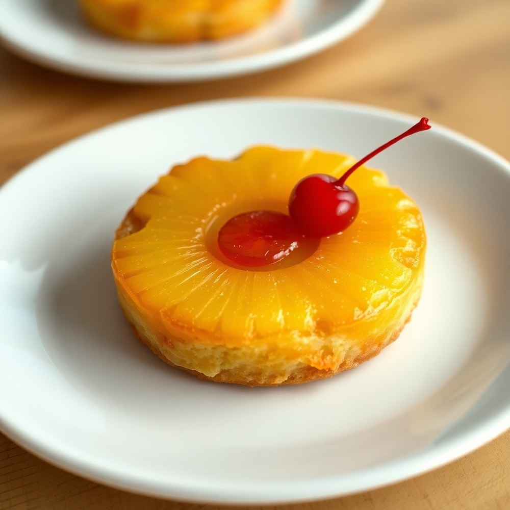 Pineapple upside down sugar cookie on a white plate