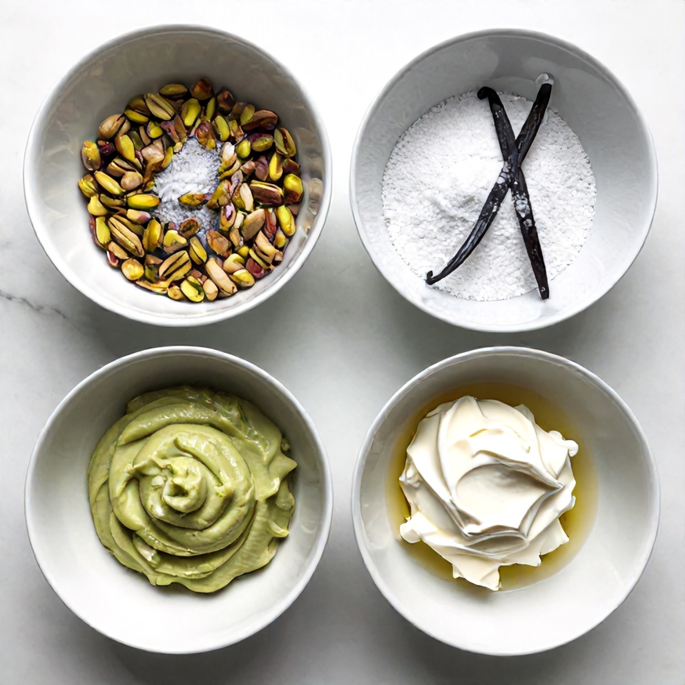 Raw ingredients for Pistachio Mascarpone Frosting
