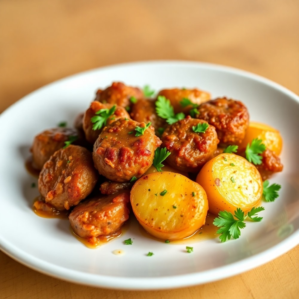 Polish Sausage & Potato Skillet on a plate