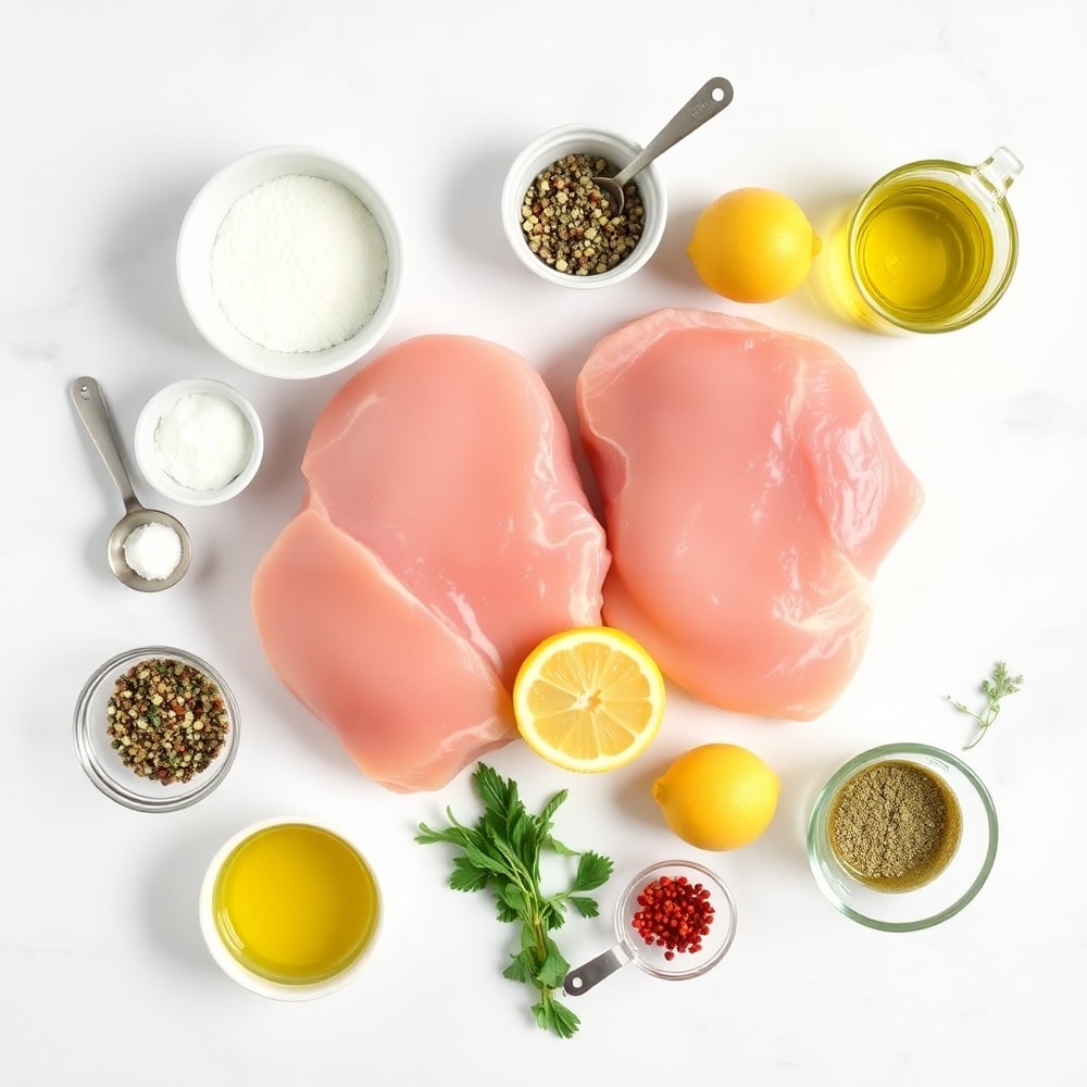 Raw Ingredients for Sheet Pan Lemon Garlic Pork Chops