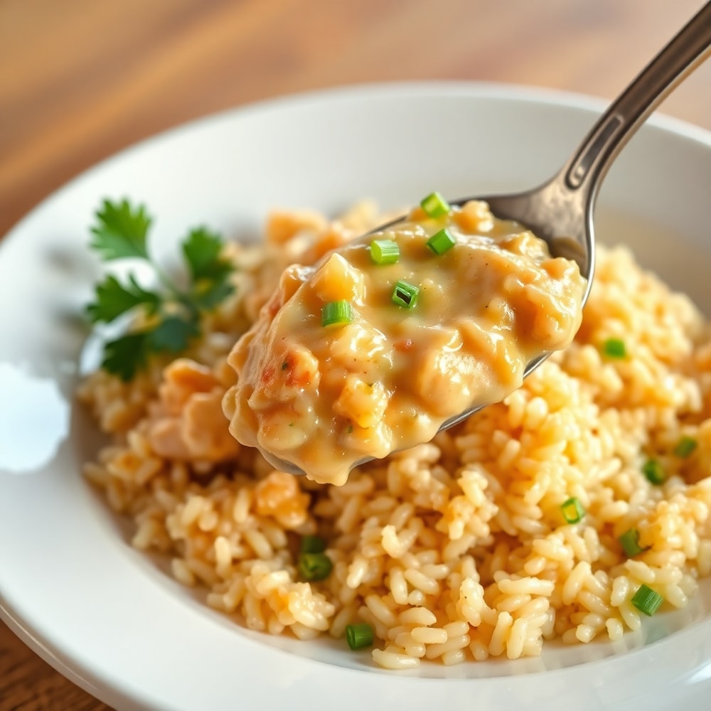 Plated Smothered Chicken and Rice