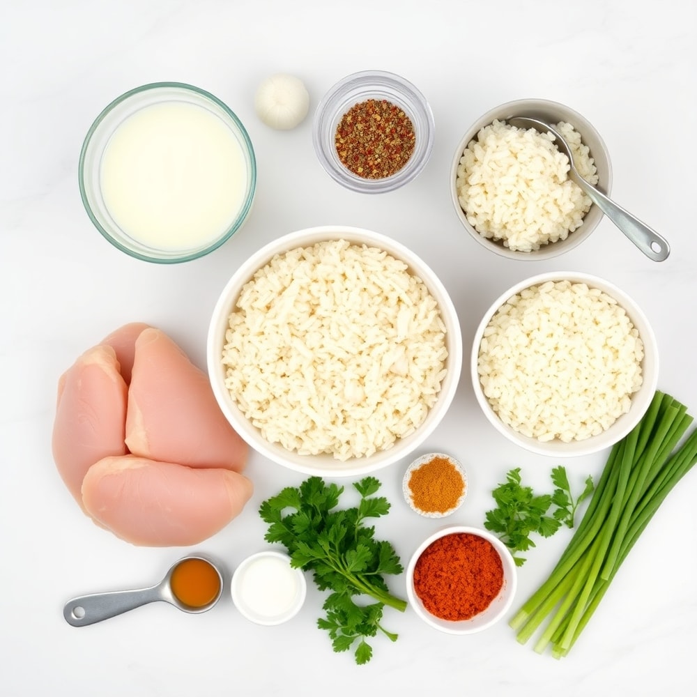 Raw Ingredients for Smothered Chicken and Rice