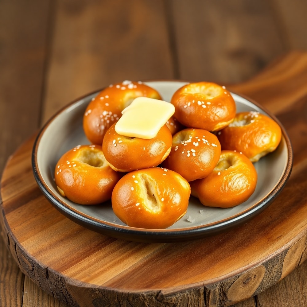 Soft Pretzel Bites with melted butter and coarse salt