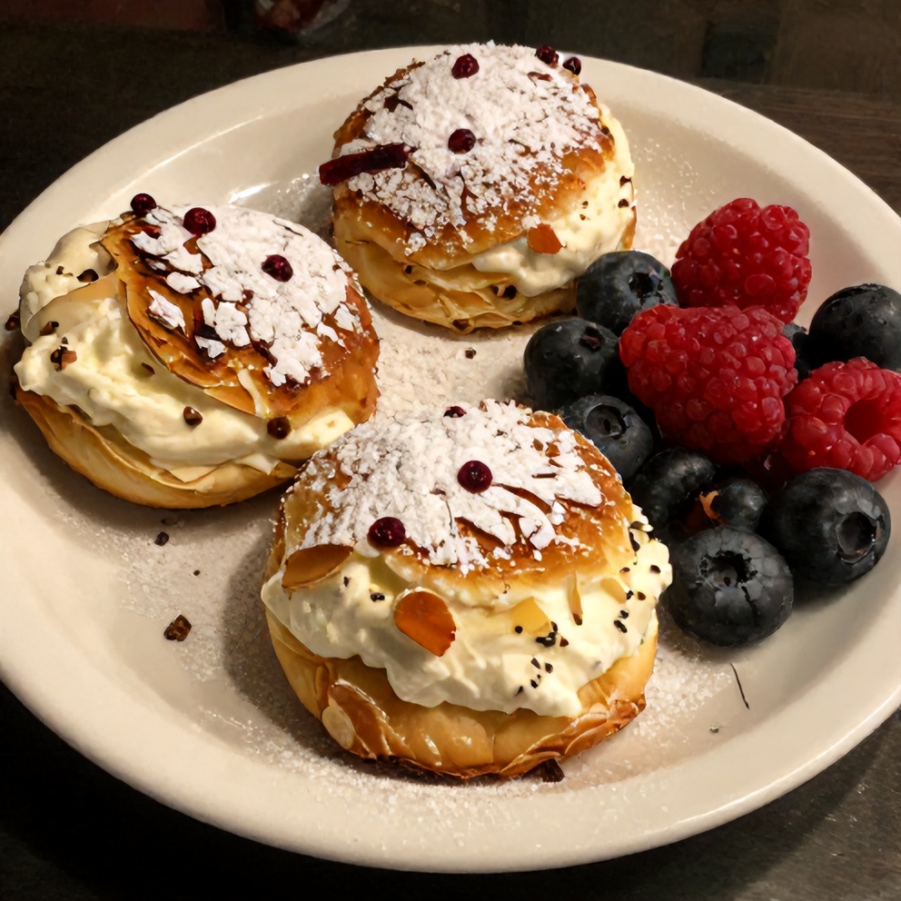 Plated Soft Ricotta Almond Pillows